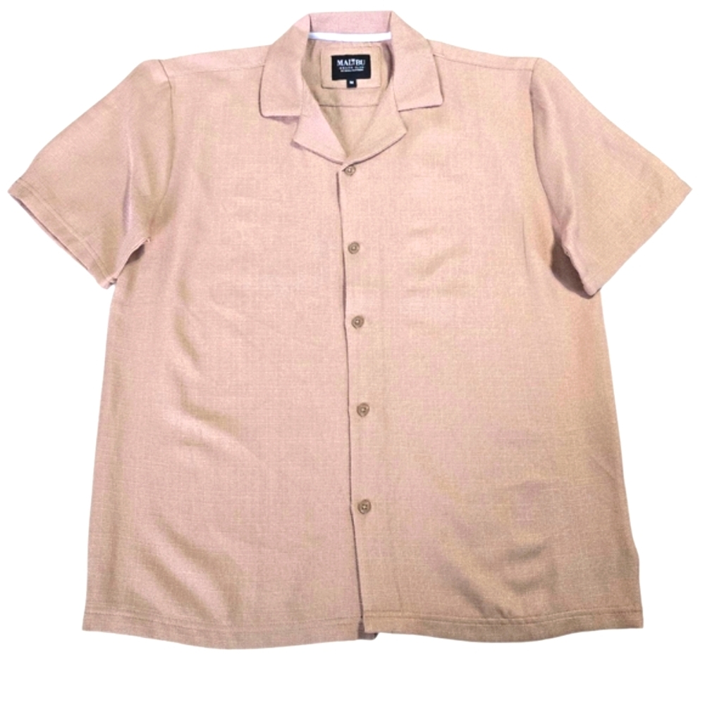 Malibu Beach Club Men's Tan Short Sleeve Shirt